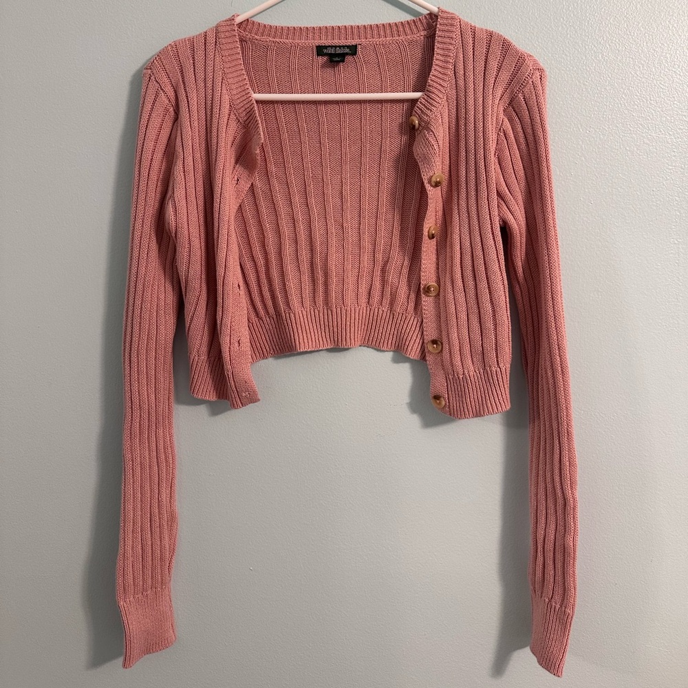 Rose Pink Cropped Sweater Small
